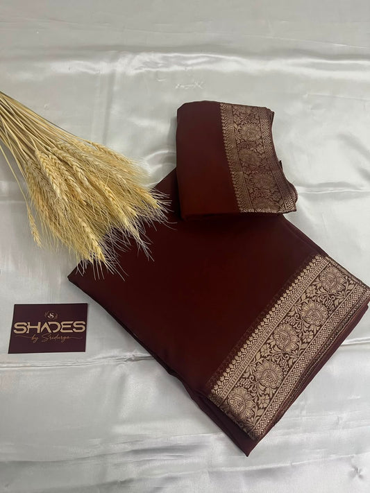 Kiara - Chiffon Saree with Banarasi Borders
