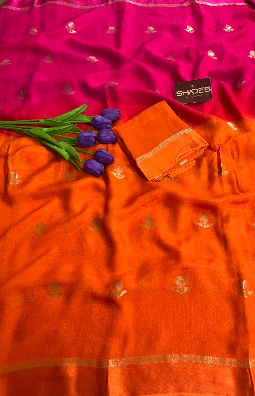 Dahlia (Double Color)- Khadi Soft Silk Saree