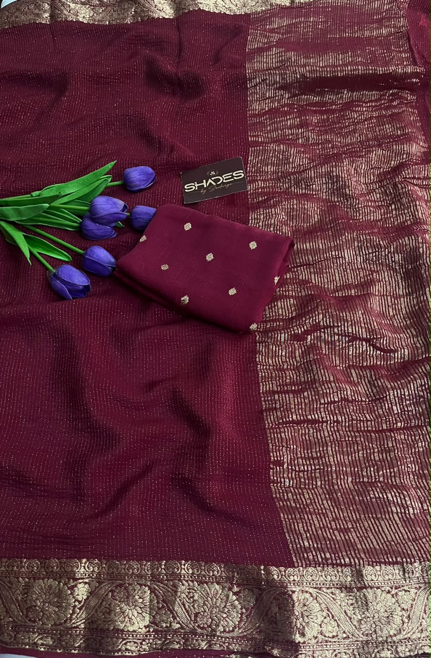 Ruby - Pure Viscose Chinnon Lurex Saree