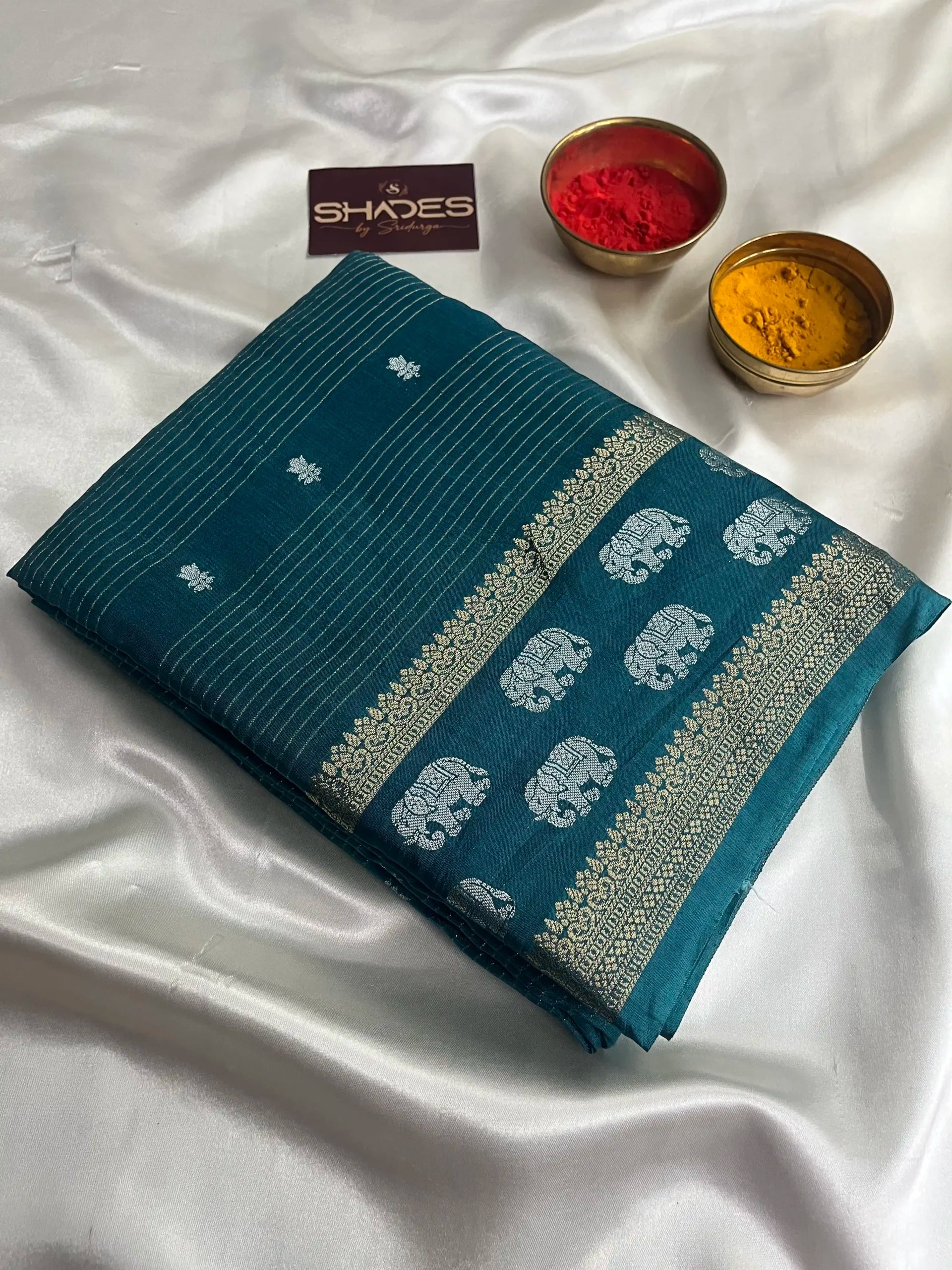 Kasavu - Soft Silk Saree (Peacock Blue) image 0