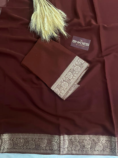 Kiara - Chiffon Saree with Banarasi Borders