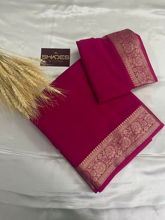 Kiara - Chiffon Saree with Banarasi Borders