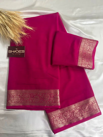 Kiara - Chiffon Saree with Banarasi Borders