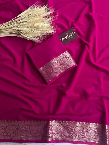 Kiara - Chiffon Saree with Banarasi Borders