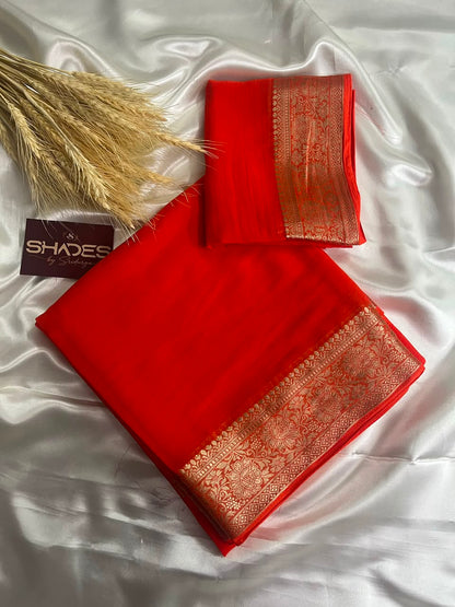 Kiara - Chiffon Saree with Banarasi Borders