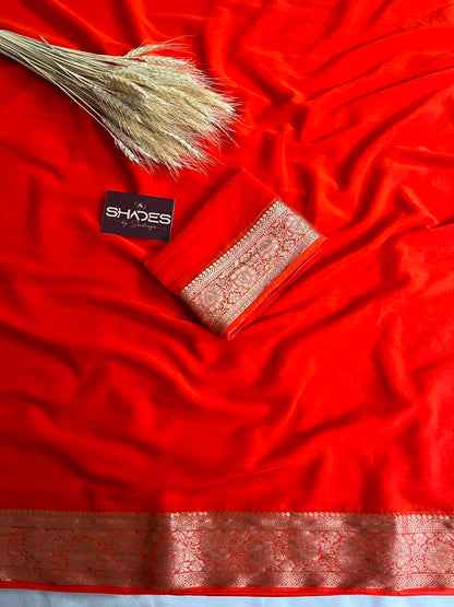 Kiara - Chiffon Saree with Banarasi Borders