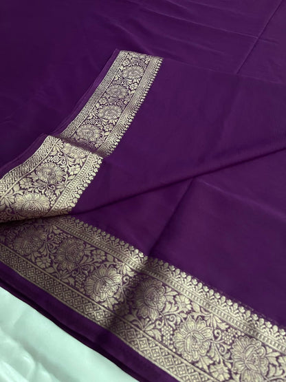 Kiara - Chiffon Saree with Banarasi Borders