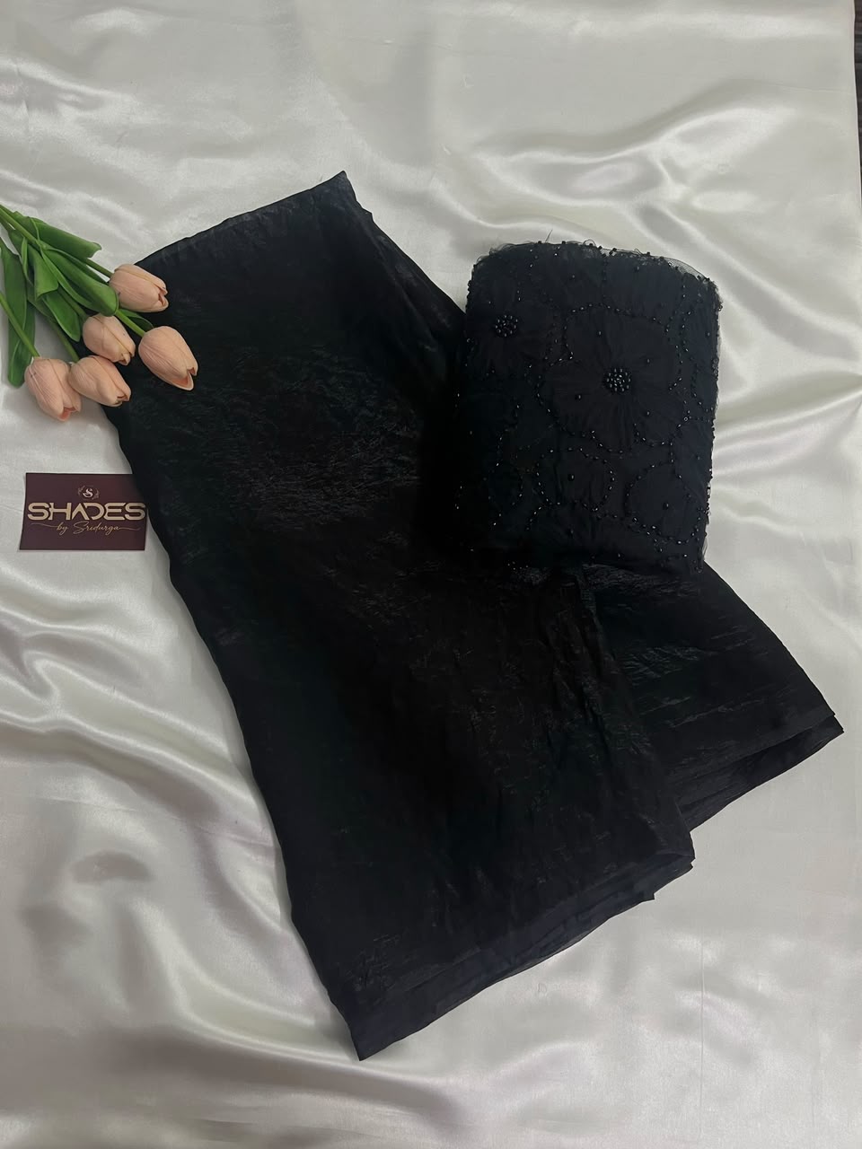 Pearl - Space Silk Saree with Heavy work Blouse
