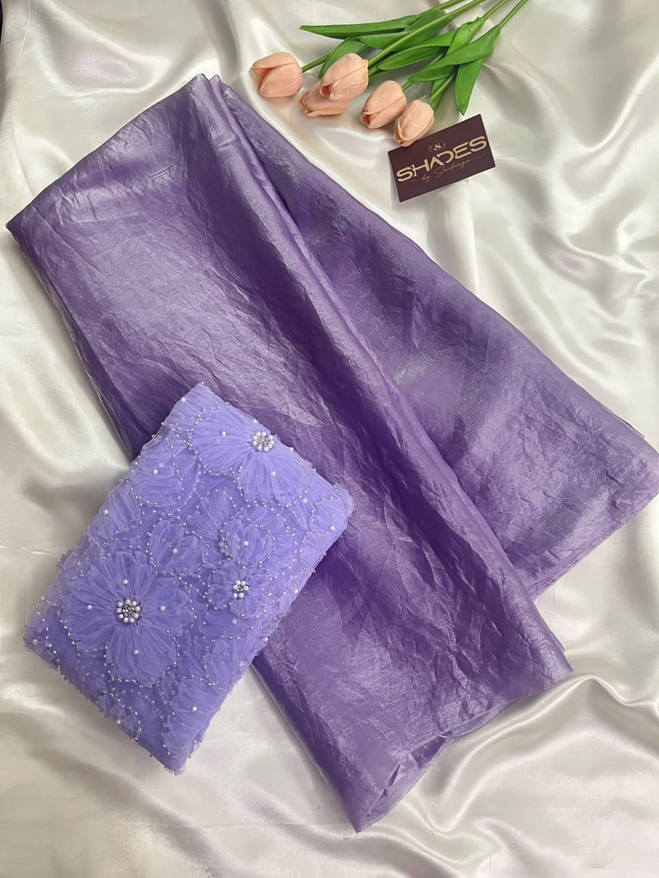 Pearl - Space Silk Saree with Heavy work Blouse