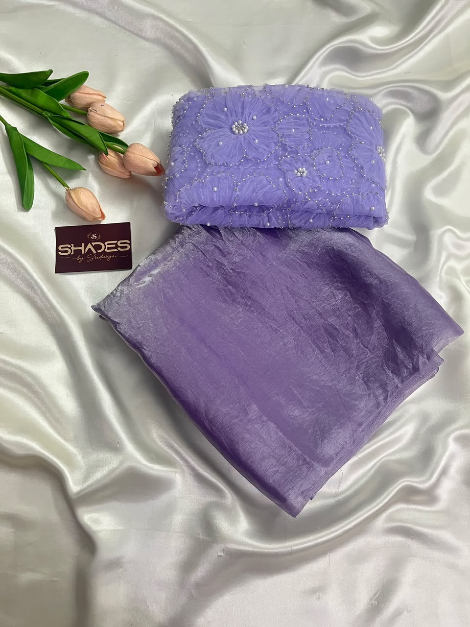 Pearl - Space Silk Saree with Heavy work Blouse