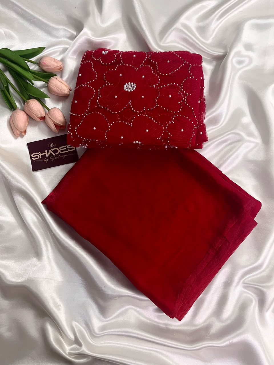Pearl - Space Silk Saree with Heavy work Blouse