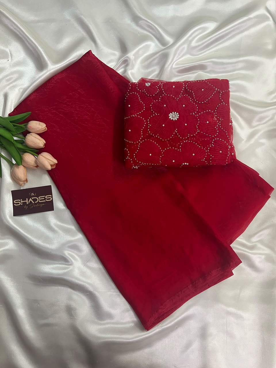 Pearl - Space Silk Saree with Heavy work Blouse