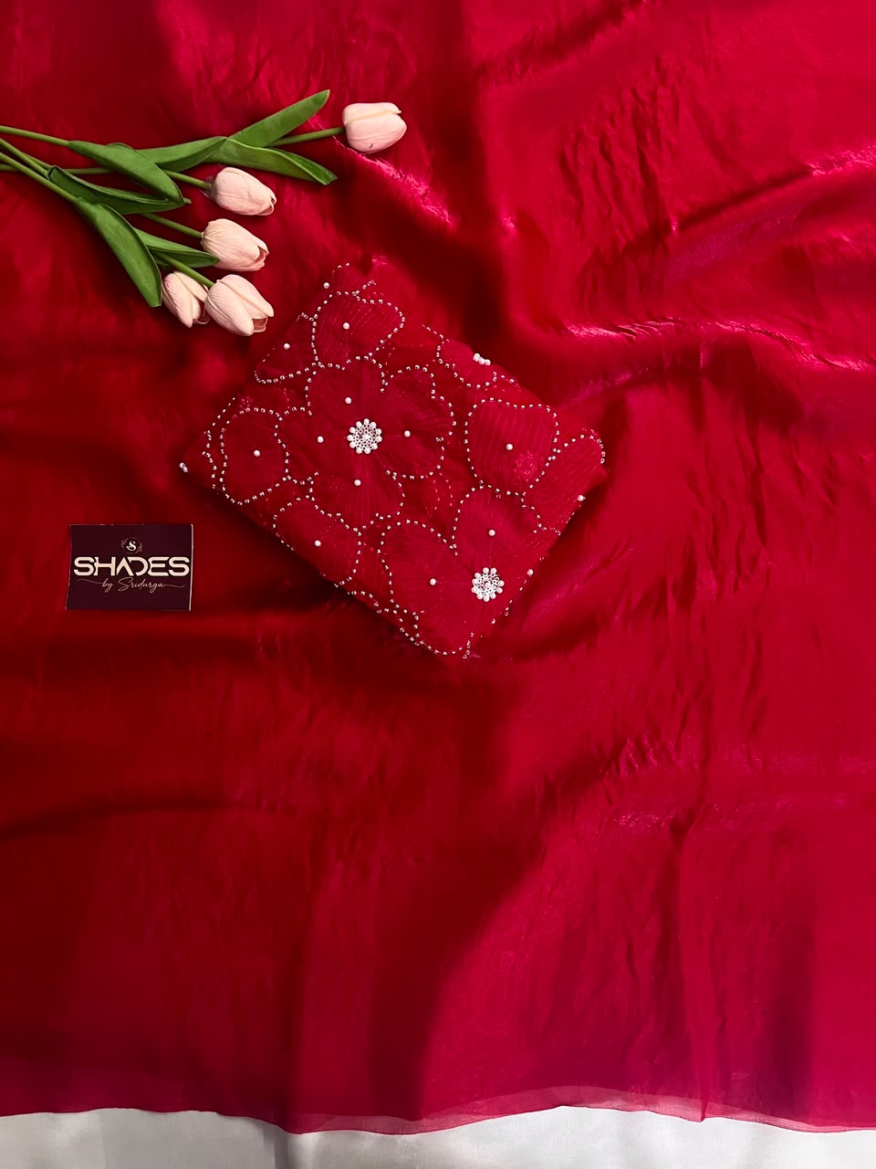 Pearl - Space Silk Saree with Heavy work Blouse