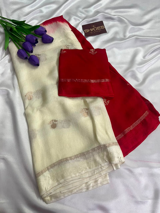 Dahlia (Double Color)- Khadi Soft Silk Saree