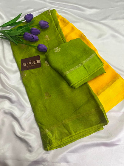 Dahlia (Double Color)- Khadi Soft Silk Saree
