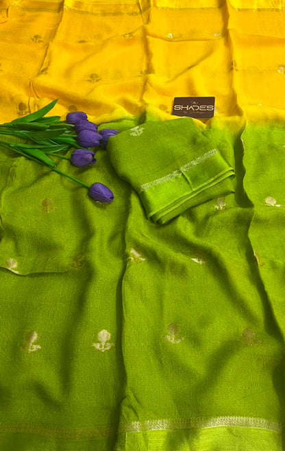 Dahlia (Double Color)- Khadi Soft Silk Saree