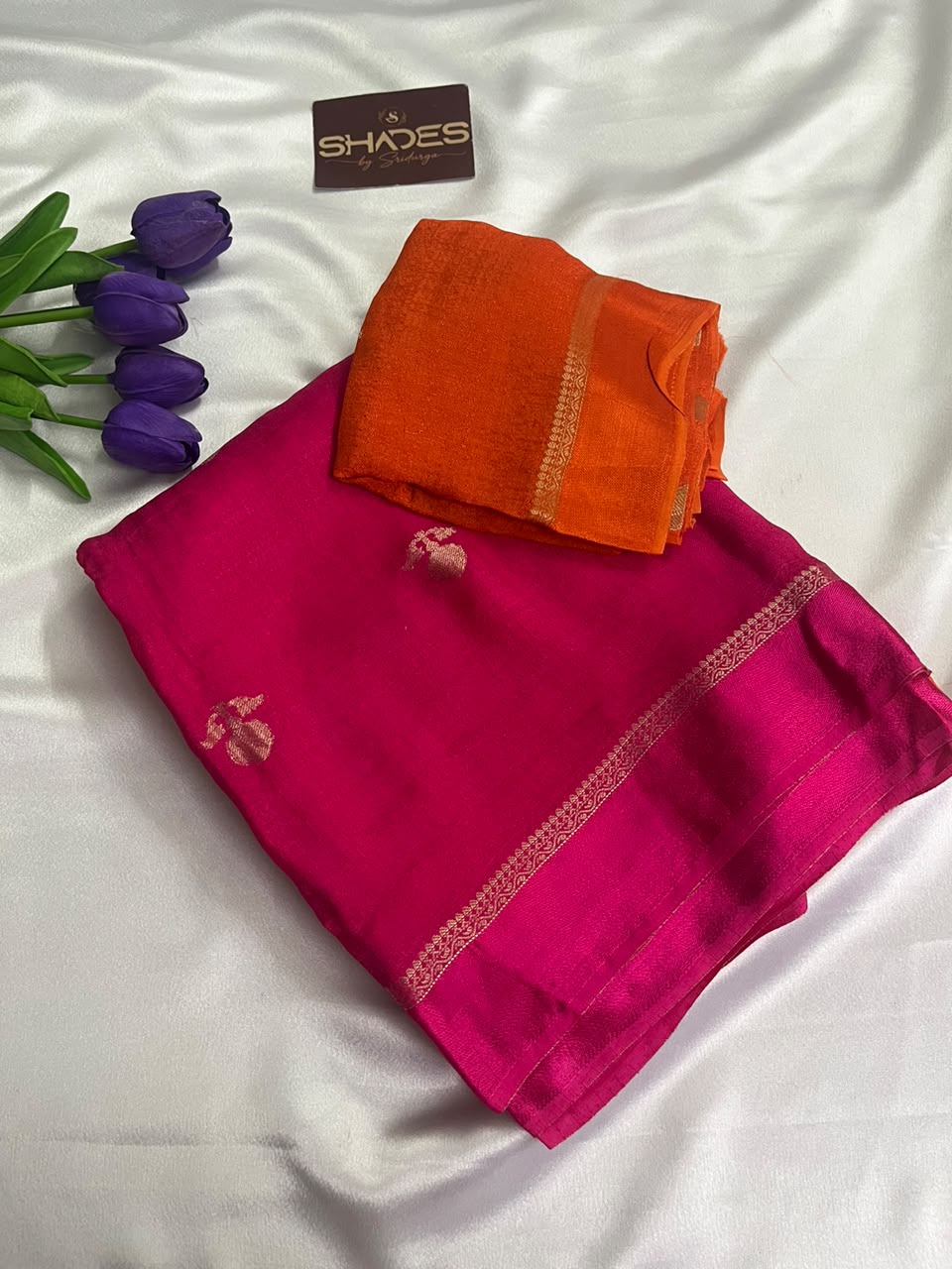 Dahlia (Double Color)- Khadi Soft Silk Saree