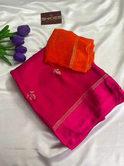 Dahlia (Double Color)- Khadi Soft Silk Saree