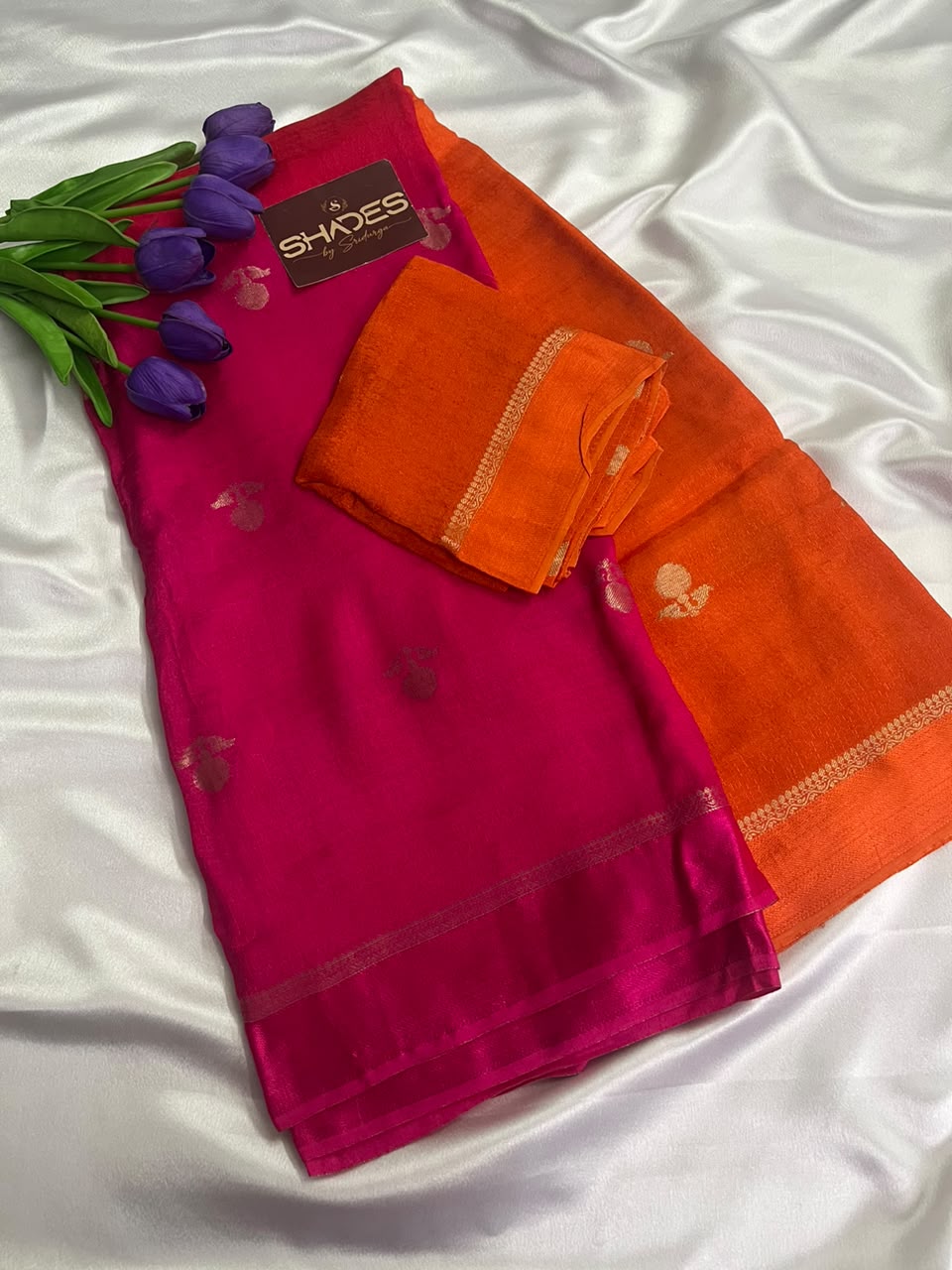 Dahlia (Double Color)- Khadi Soft Silk Saree