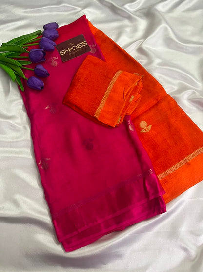 Dahlia (Double Color)- Khadi Soft Silk Saree