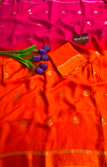 Dahlia (Double Color)- Khadi Soft Silk Saree