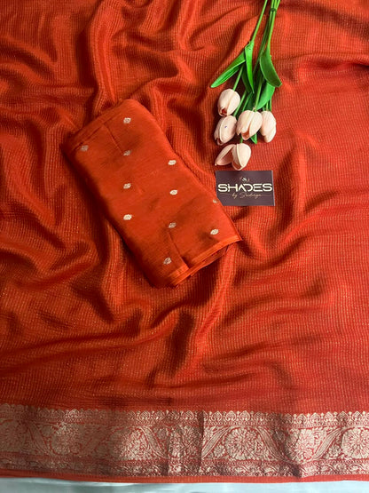 Ruby - Pure Viscose Chinnon Lurex Saree