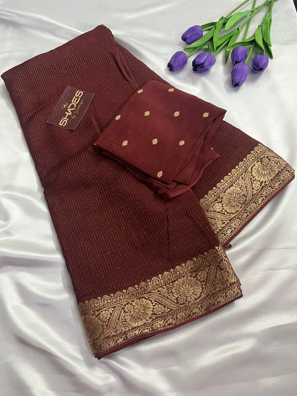 Ruby - Pure Viscose Chinnon Lurex Saree