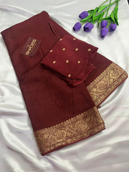 Ruby - Pure Viscose Chinnon Lurex Saree