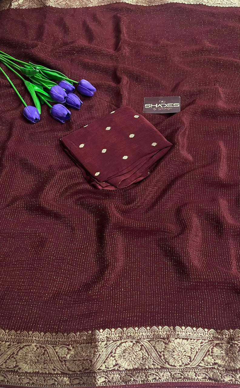 Ruby - Pure Viscose Chinnon Lurex Saree