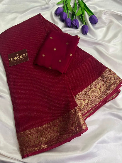 Ruby - Pure Viscose Chinnon Lurex Saree