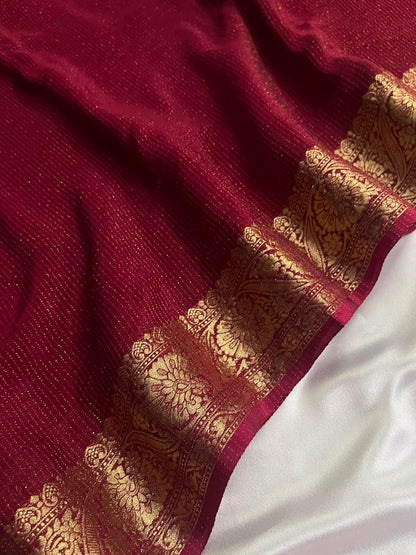 Ruby - Pure Viscose Chinnon Lurex Saree