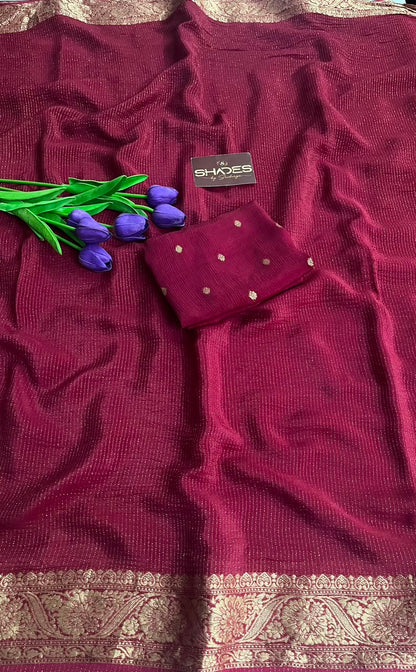 Ruby - Pure Viscose Chinnon Lurex Saree
