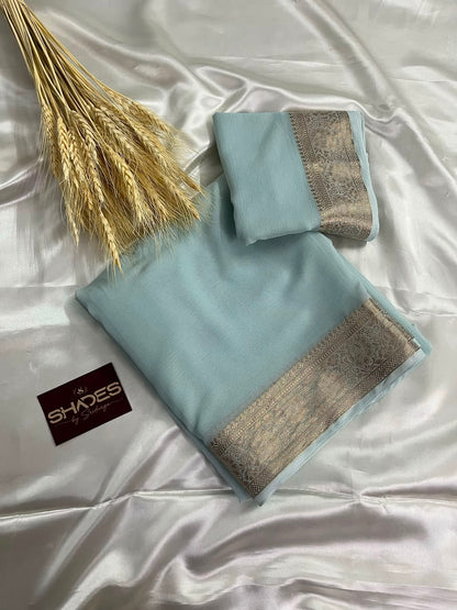 Kiara - Chiffon Saree with Banarasi Borders