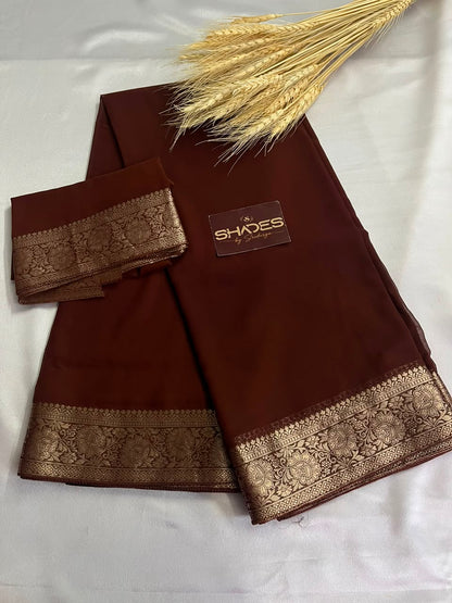 Kiara - Chiffon Saree with Banarasi Borders