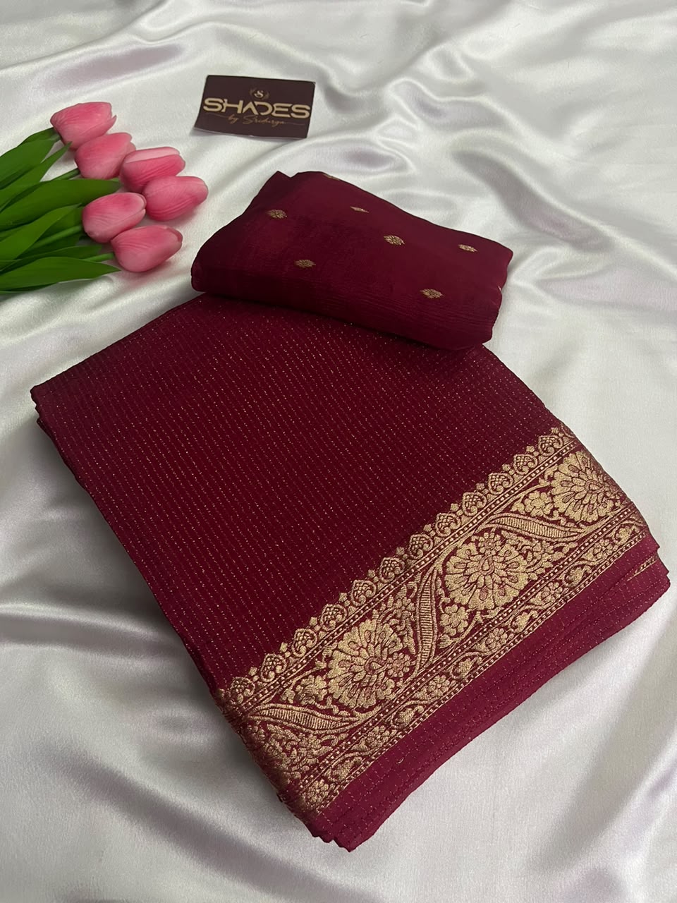 Ruby - Pure Viscose Chinnon Lurex Saree