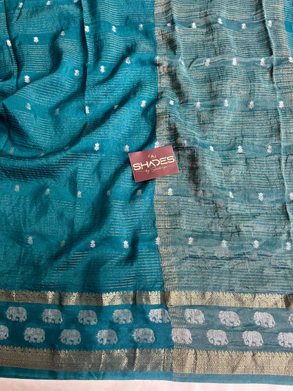 Kasavu - Soft Silk Saree (Peacock Blue) image 4